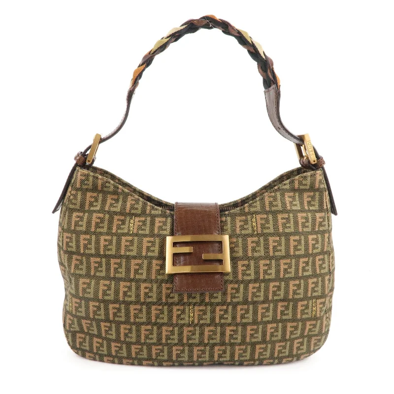 Best-selling designer bags 2025FENDI Zucchino Canvas Leather Shoulder Bag Khaki Brown 8BR036