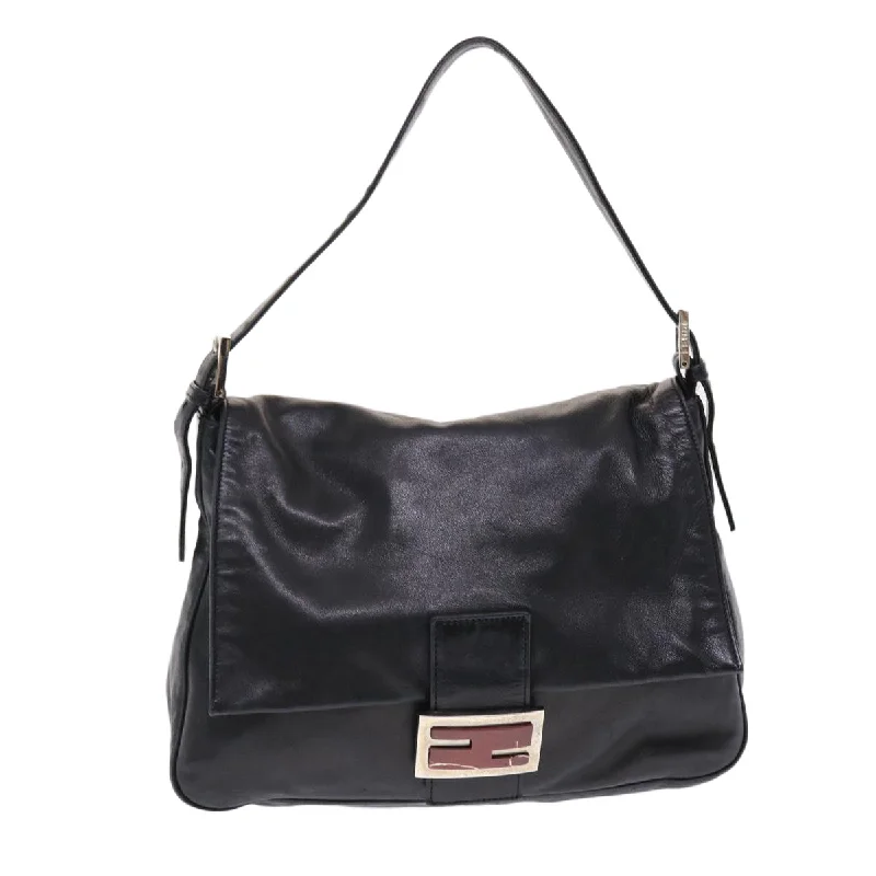 Designer bags for womenFENDI Mamma Baguette Shoulder Bag Leather Black  yk8047