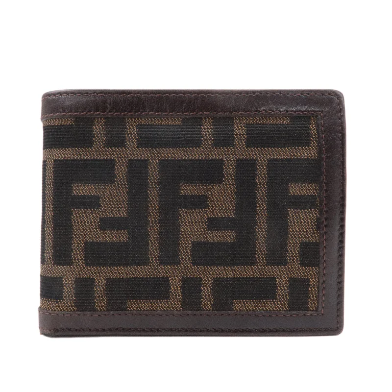 Designer bags with top handlesFENDI Zucca Canvas Leather Bi-fold Wallet Brown Black