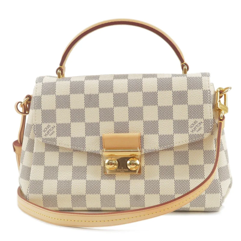 Designer bags with top handlesLouis Vuitton Damier Azur Croisette 2Way Bag Hand Bag N41581