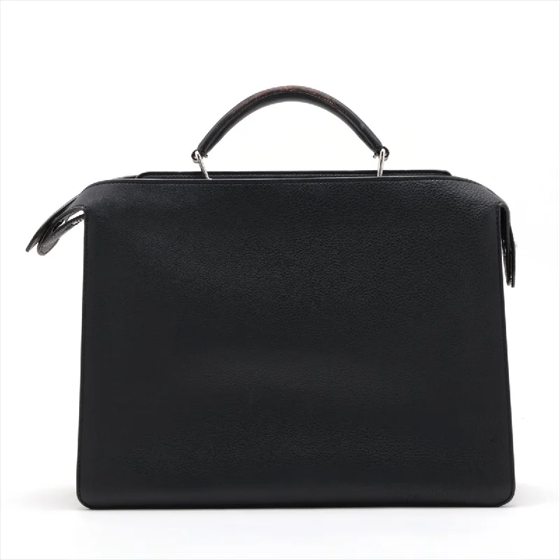 Vegan leather handbagsFendi Peekaboo ICEYU Medium Leather Business Bag Black 7VA529