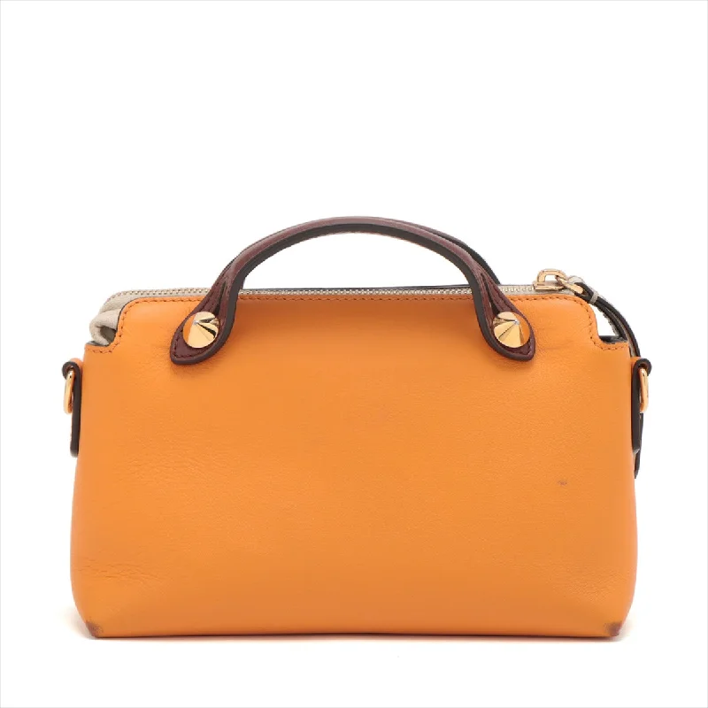 High-end designer bags for menFendi Byzaw Mini Leather 2WAY Handbag Orange 8BL145