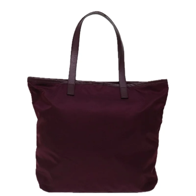 Customizable monogram bagsPRADA Tote Bag Nylon Wine Red  ki4335