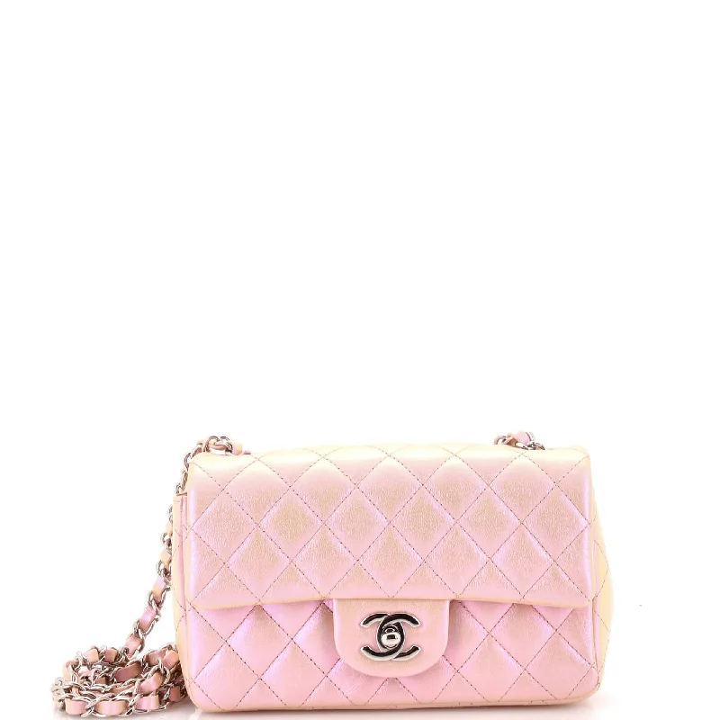 Customizable monogram bagsClassic Single Flap Bag Quilted Iridescent Lambskin Mini