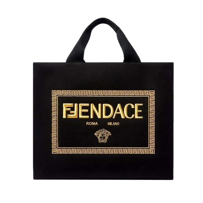 Best-selling designer bags 2025Fendi x Versace Fendace Black Canvas Convertible Large Shopping Tote