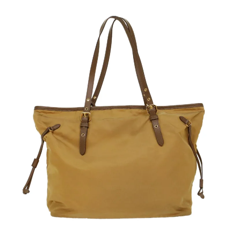 Mini bags for evening outPRADA Tote Bag Nylon Leather Beige Yellow  ki3391