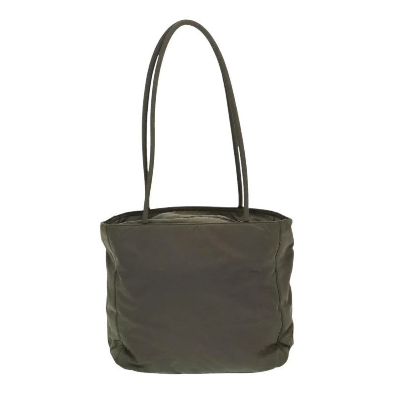 Minimalist leather handbagsPRADA Tote Bag Nylon Khaki Silver  86252