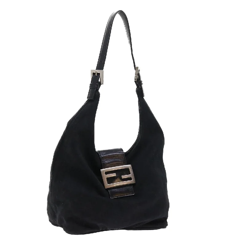 Vintage-inspired handbagsFENDI Mamma Baguette Shoulder Bag Nylon Black  yk8798