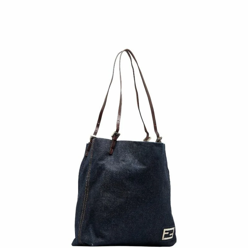 Luxury brand bags on saleFENDI Tote Bag Shoulder 26633 Indigo Blue Canvas Leather Women's