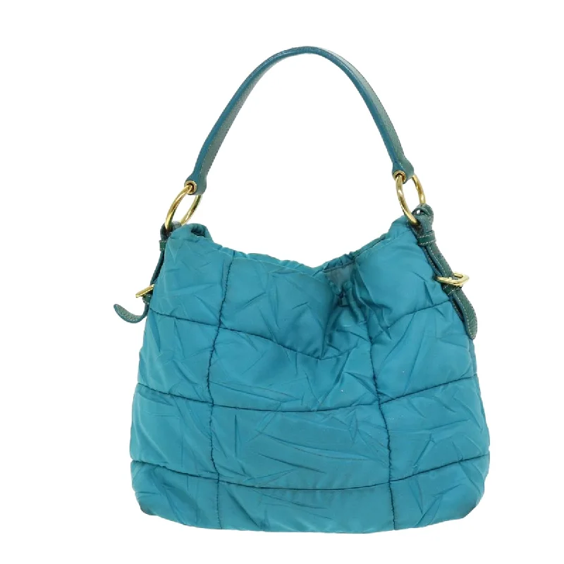 Designer bags with gold hardwarePRADA Tote Bag Nylon Turquoise Blue  75648