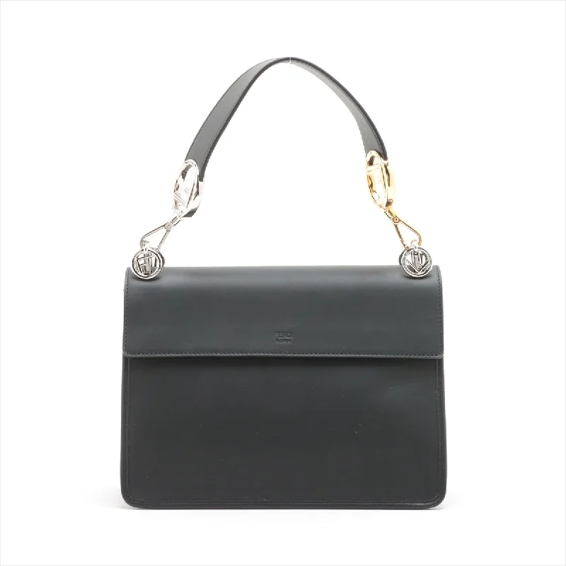 Designer bags with top handlesFendi Canyev Leather 2WAY Shoulder Bag Black 8BT284 Fender