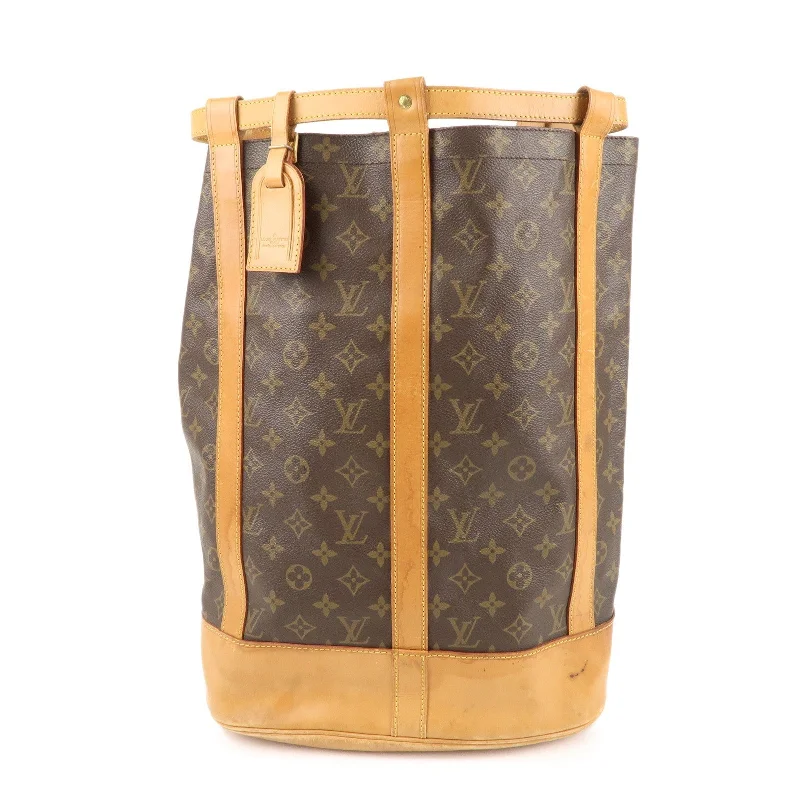 Minimalist leather handbagsLouis Vuitton Monogram Randonnee GM Laundry Bag Brown M42244