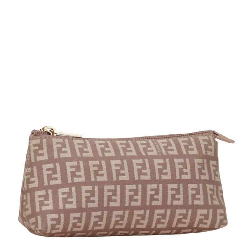 Sustainable fashion bagsFendi Zuo Pouch 7N0037 Beige Pink Canvas Leather  Fendi