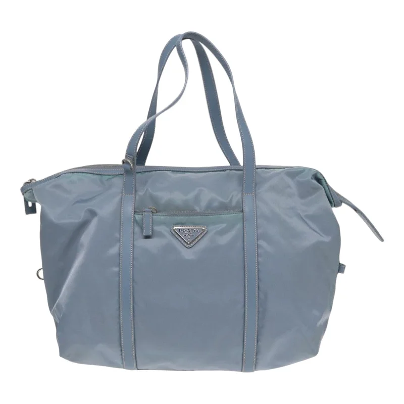 Stylish laptop bags for professionalsPRADA Tote Bag Nylon Light Blue Silver  85637