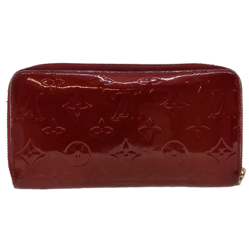 Affordable luxury bags Louis Vuitton Monogram Vernis Zippy Wallet Rouge Grunadine M93058 LV Auth 47416