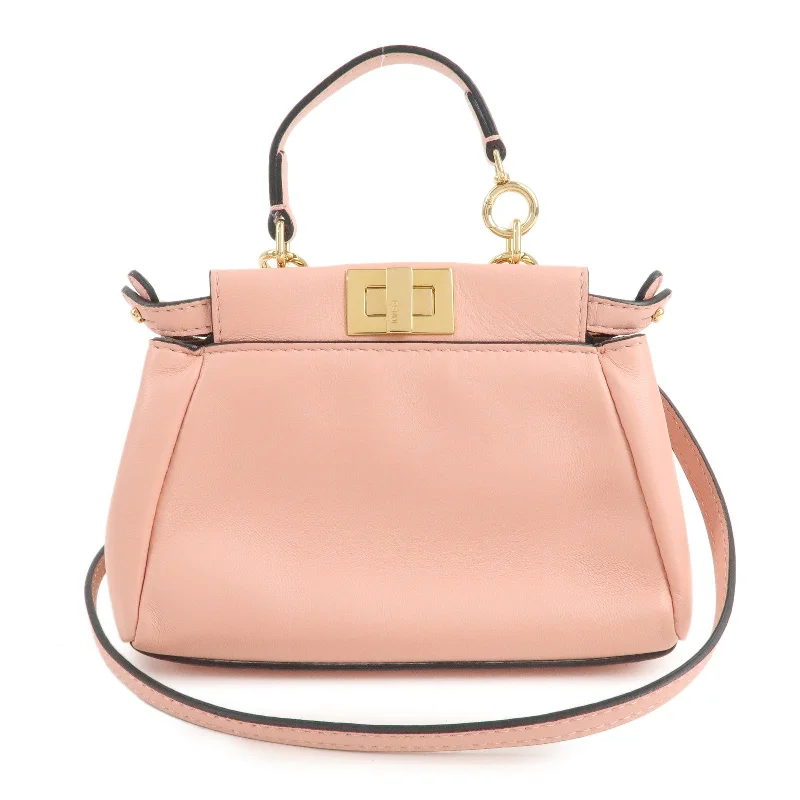 Luxury bags with chain strapsFENDI Micro Peekaboo Leather 2Way Bag Hand Bag Pink 8M0355