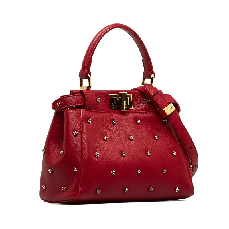 Durable leather bags for daily useFendi XS Studded Crystal Stars Peekaboo Iconic Satchel (SHG-qwNGea)