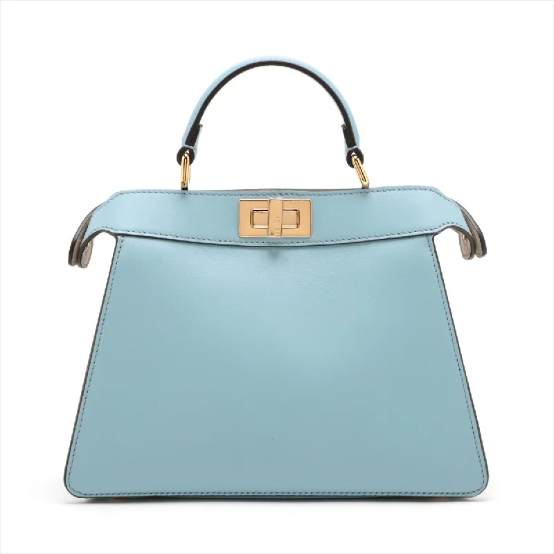 Best-selling designer bags 2025Fendi Peekaboo ICEU Small Leather 2WAY Handbag Blue 8BN327