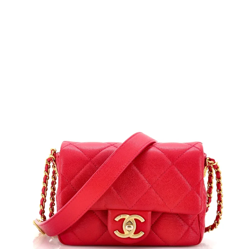 Vintage-inspired handbagsTwist Your Buttons Flap Bag Quilted Caviar Mini