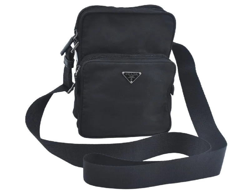 Affordable leather bagsAuthentic PRADA Nylon Tessuto Leather Shoulder Cross Body Bag Purse Black 0831J