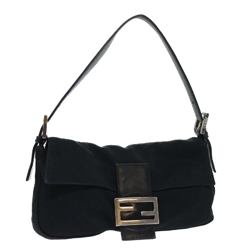 Trendy bucket bags for summerFENDI Mamma Baguette Shoulder Bag Nylon Black  50576