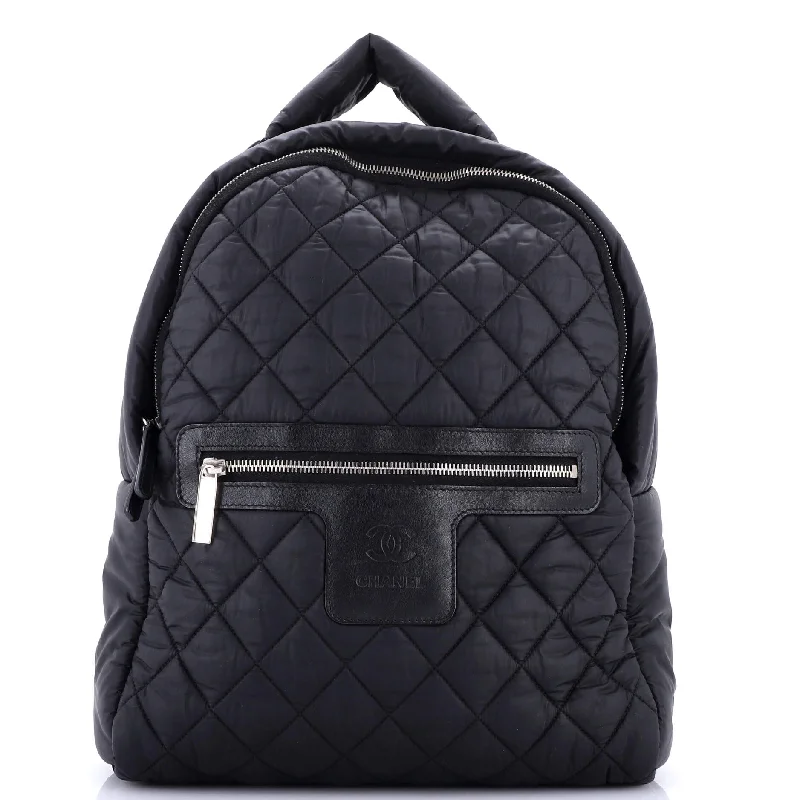 Vegan leather handbagsCoco Cocoon Backpack Quilted Nylon Large