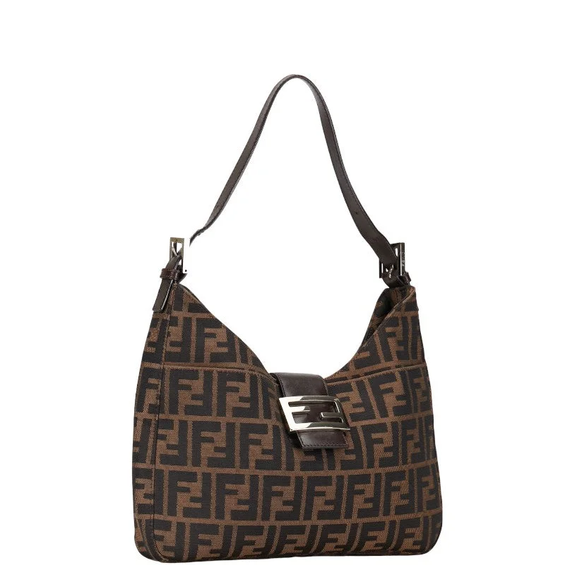 Designer bags with detachable strapsFY ZUCKA MANMABACKET ON SHOULDER BAG 26569 Brown canvas leather ladies FENDI