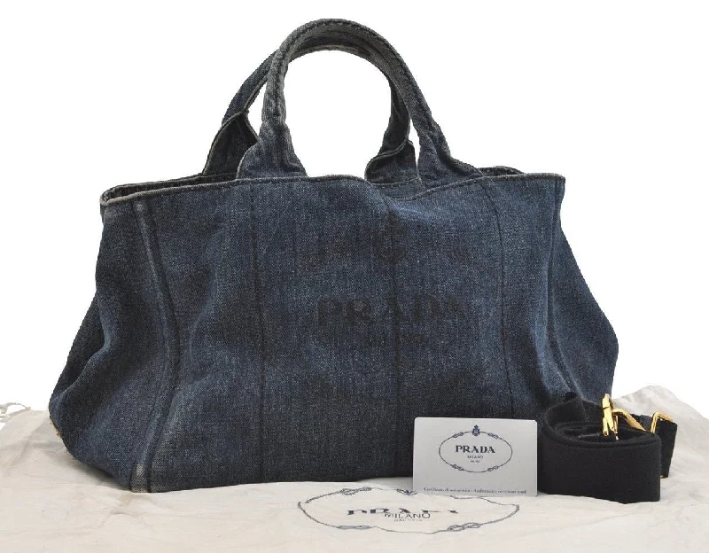 Best bags for weekend getawaysAuthentic PRADA DENIM Vintage Canapa M 2Way Shoulder Hand Bag B2642B Blue 2754J