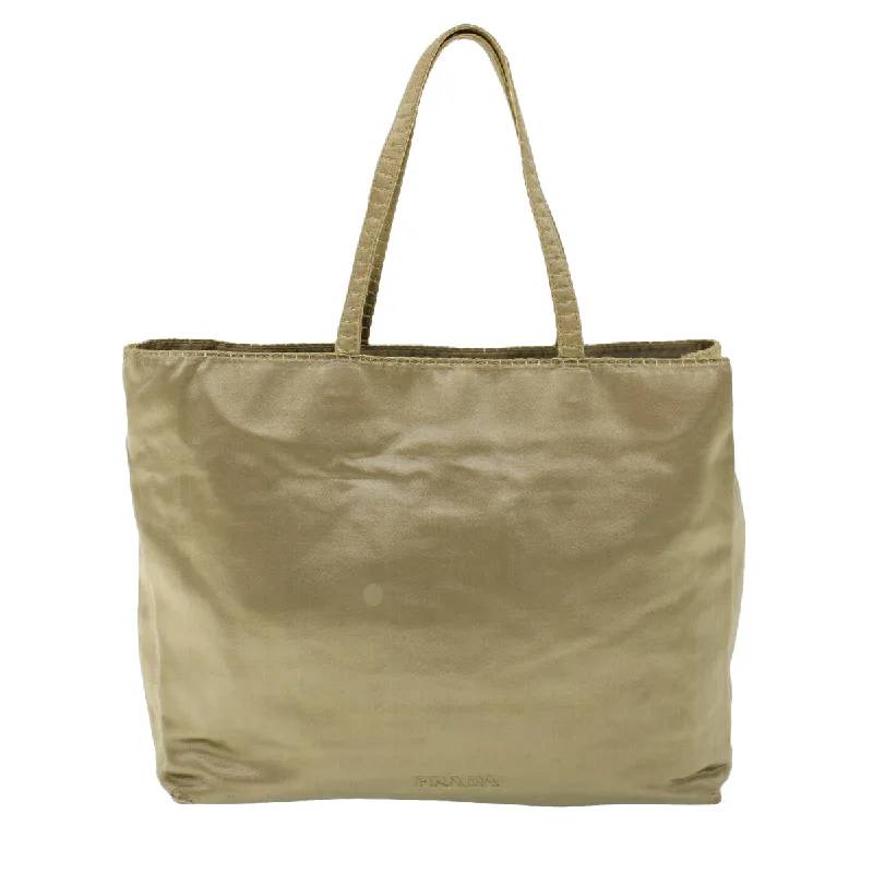 Minimalist leather handbagsPRADA Tote Bag Satin Beige  cl754