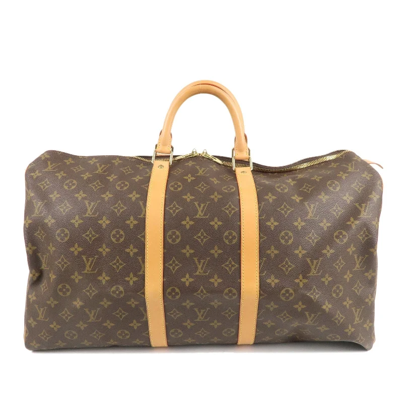 Minimalist leather handbagsLouis Vuitton Monogram Keep All 55 Boston Bag Brown M41424