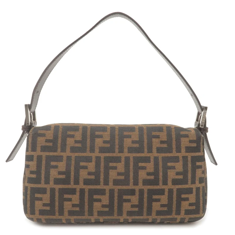 Customizable monogram bagsFENDI Zucca Mamma Baguette Canvas Leather Shoulder Bag Brown 26424