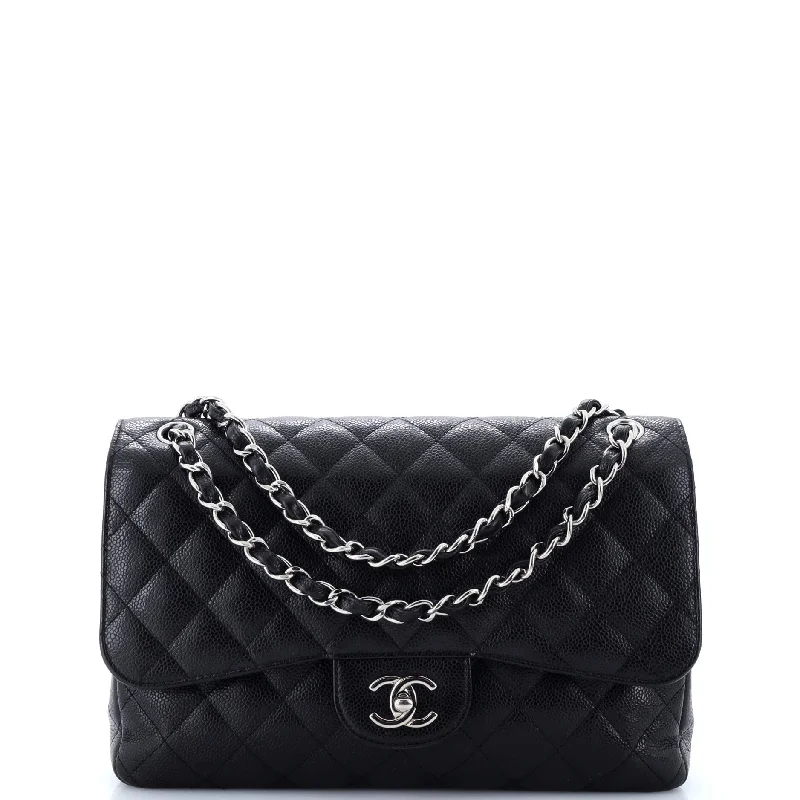 Luxury bags with exotic skinsClassic Double Flap Bag Quilted Caviar Jumbo