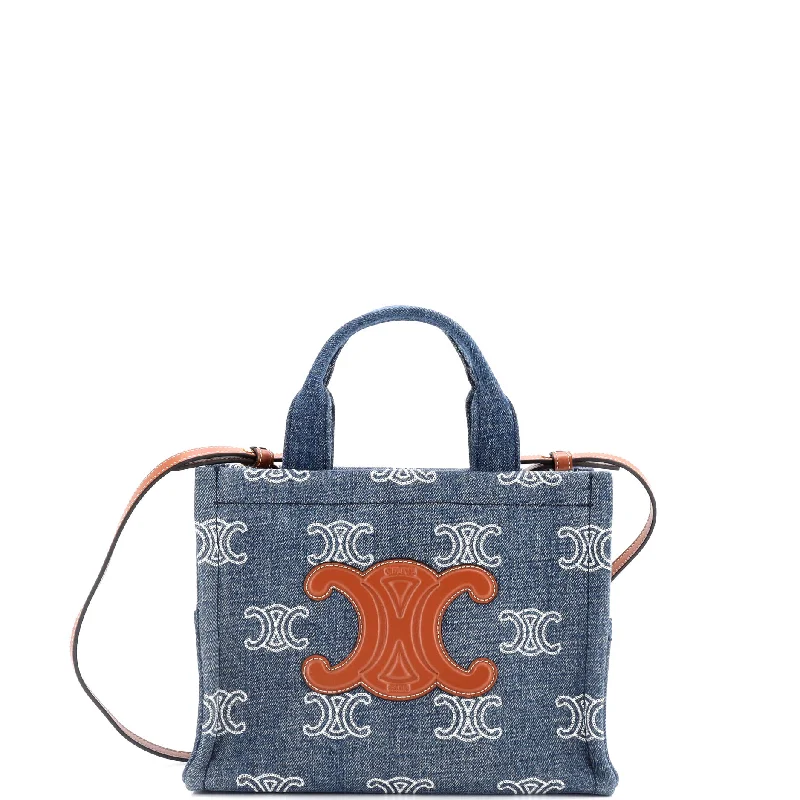 Designer bags with detachable strapsCabas Thais Tote Triomphe Embroidered Denim Small