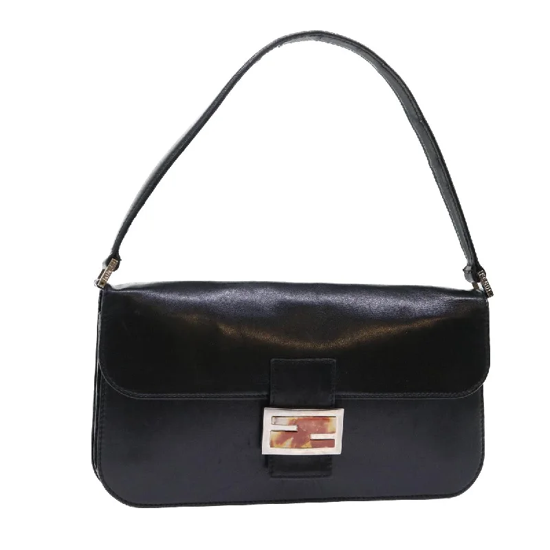 Designer bags with top handlesFENDI Mamma Baguette Shoulder Bag Leather Black  50486