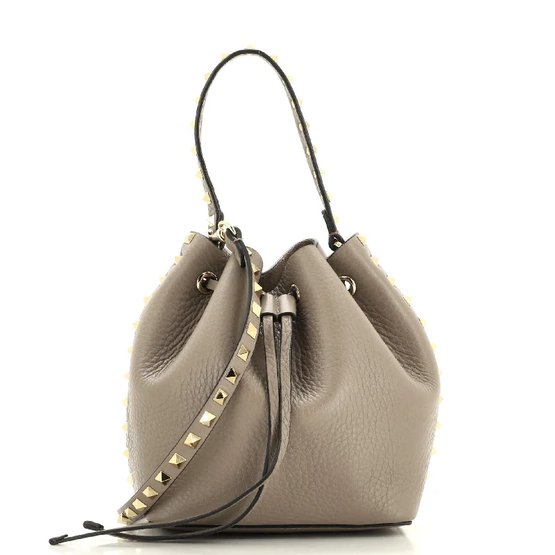 Vintage-inspired handbagsConvertible Rockstud Drawstring Bucket Bag Leather Small