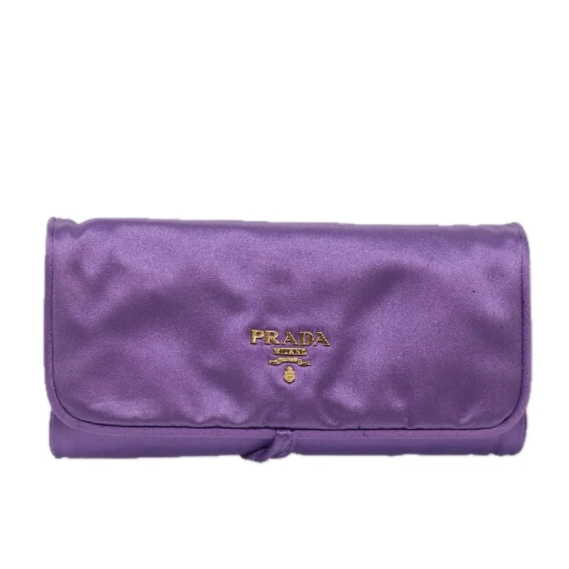 Trendy bucket bags for summerPRADA Jewelry Case Cosmetic Pouch Satin Purple  74450