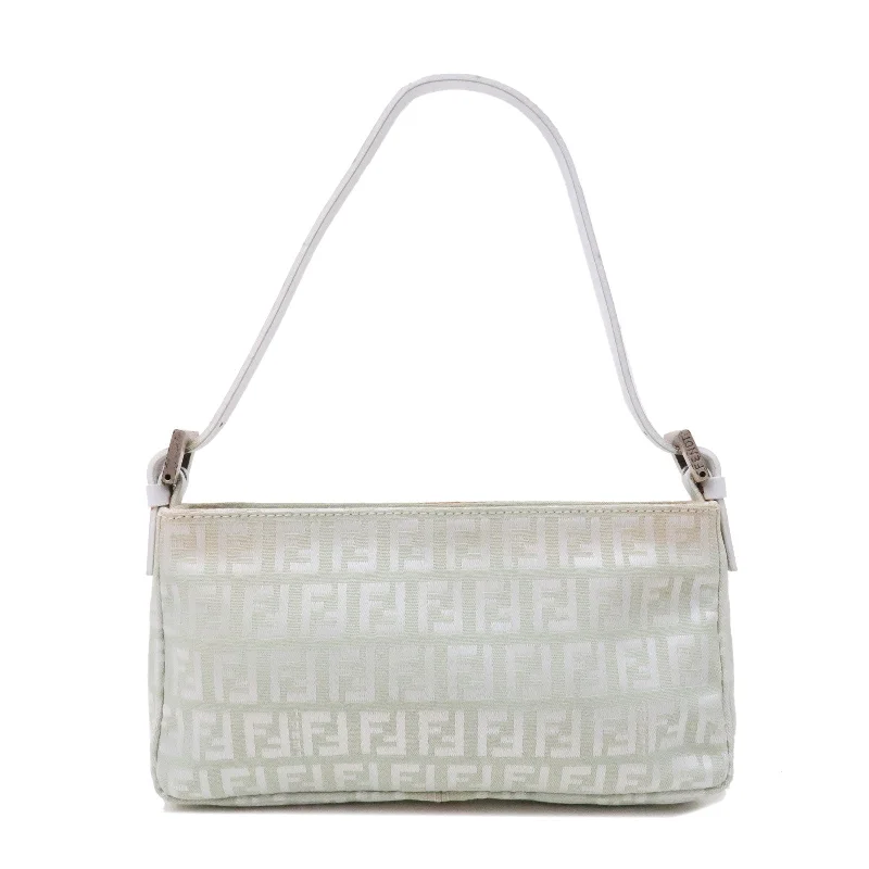 Mini bags for evening outFENDI Zucchino Canvas Leather Hand Bag Mint Green White 8BR041