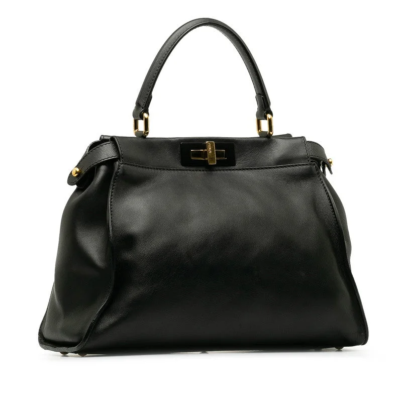 Luxury bags with exotic skinsFendi Peekaboo Icy Yu Medium Handbag 8BN321 Black Leather  Fendi