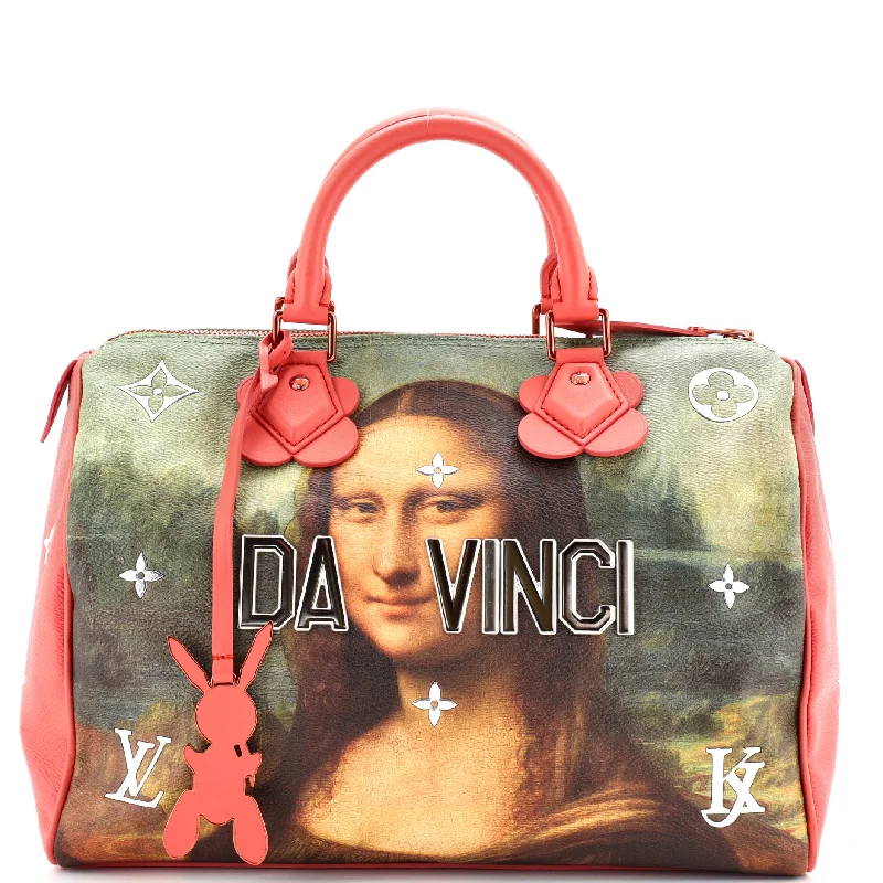 Affordable leather bagsSpeedy Handbag Limited Edition Jeff Koons Da Vinci Print Canvas 30