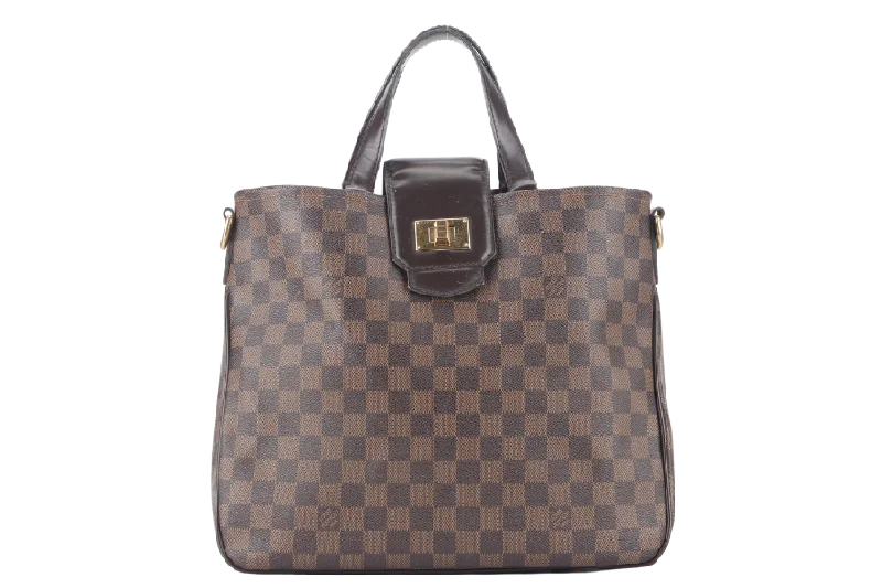 Large capacity travel bagsLOUIS VUITTON ROSEBERY CABAS (N41177) DAMIER EBENE CANVAS GOLD HARDWARE WITH DUST COVER AND STRAPS