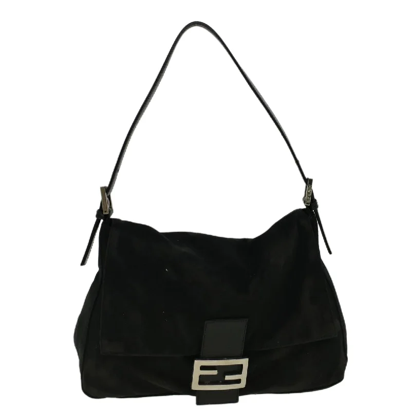 Luxury bags with exotic skinsFENDI Mamma Baguette Shoulder Bag Nylon Black  ac2482