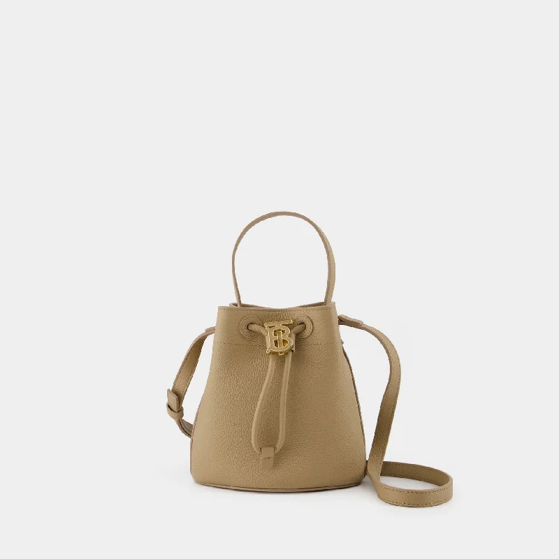 Large capacity travel bagsDrawstring Bucket Hobo Bag - Burberry - Cotton - Beige