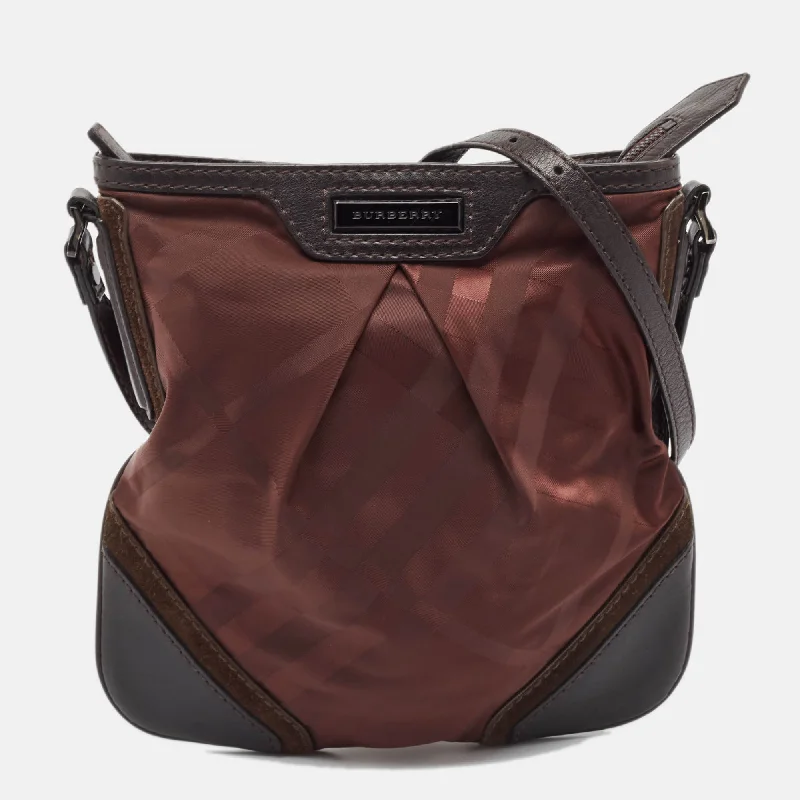 Best tote bags for workBurgundy/Brown Check Nylon, Leather and Suede Messenger Bag