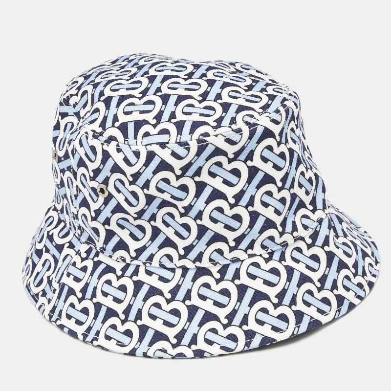 Minimalist leather handbagsWhite/Blue TB Monogram Cotton Bucket Hat