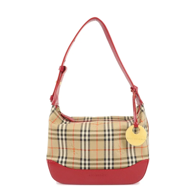 Best bags for photographersBURBERRY Nova Plaid Canvas Leather Shoulder Bag Hand Bag Red