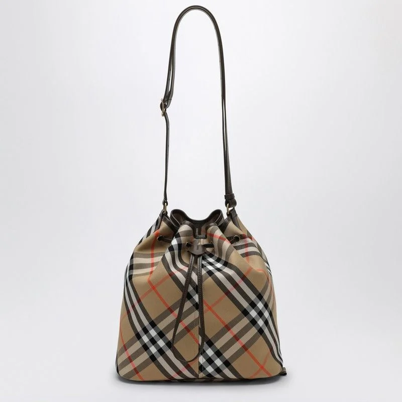 Water-resistant travel backpacksWomen's Check Bucket Bag in Beige | 8093869159199