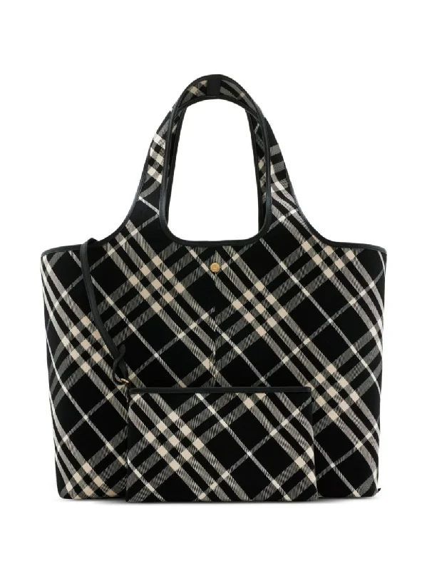 Trendy transparent PVC bagsWomen's Medium Check Tote in Blackcalic | 8093978159199