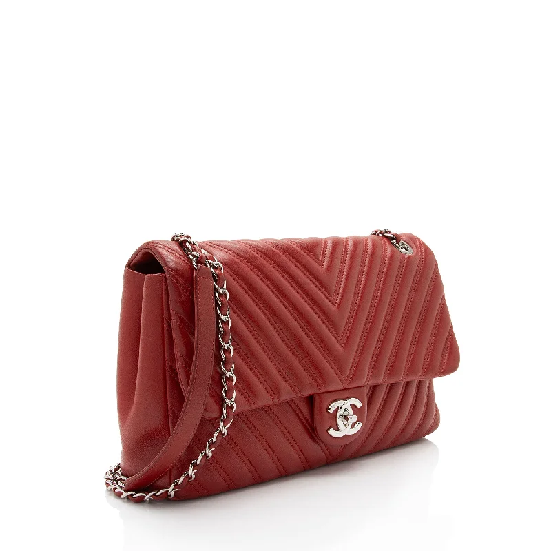 Trendy transparent PVC bagsChanel Chevron Lambskin Classic Jumbo Single Flap Bag (zB67zI)