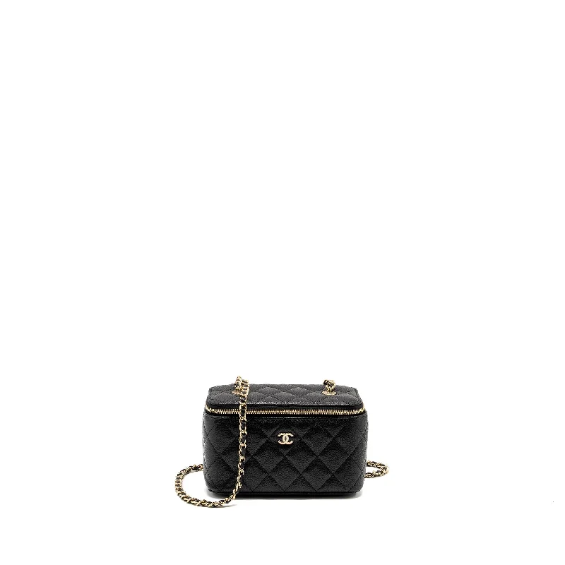 Sustainable fashion bagsChanel Long Vanity with Chain Caviar Black LGHW (microchip)