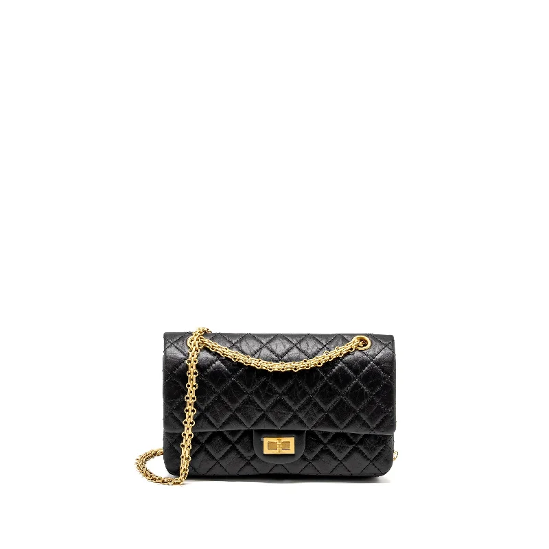 Affordable luxury bags Chanel Small 2.55 Reissue Double Flap Bag Aged Calfskin Black GHW (Microchip)